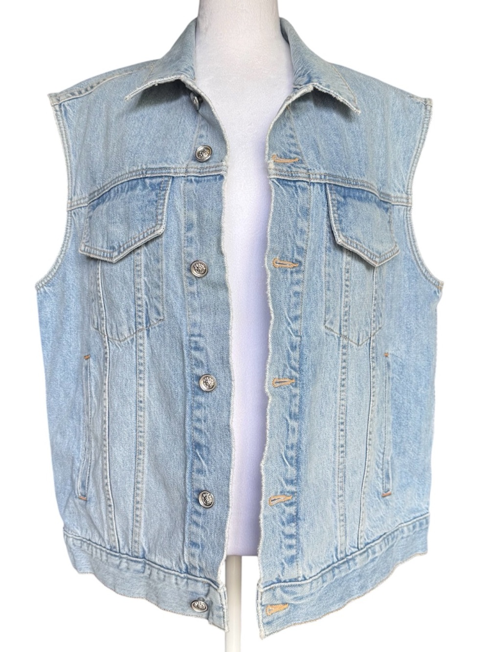 NWT! SLVRLAKE Light Blue Denim Oversized Vest Size M